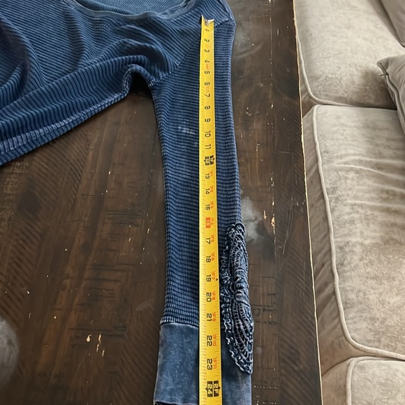 able the label Blue Waffle Knit Boho Faded T-Shirt Dress Size XL Embroidered - Picture 9 of 10